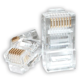 Astrotek AT-RJ45PLUG-5E RJ45 Jack Connector Modular Plug Crimp 8P8C CAT5e LAN Network Ethernet Head 2 Prong Blade 3u' Transparent (20 units /pack) - Image 1