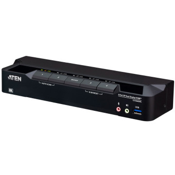 Aten CS1944DPA-AT-U Desktop 4-Port USB 3.0 8K DisplayPort Dual-Display KVMP™ Switch, Up to 7680 × 4320 @ 60 Hz, 5120 × 2880 @ 60 Hz (Cables included) - Image 1