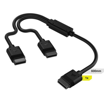 Corsair CL-9011124-WW iCUE LINK Cable, 1x 600mm Y-Cable with Straight connectors, Black - Image 1