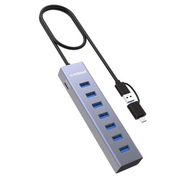 MBEAT MB-HUB788 7-Port USB Hub with Dual USB-A & USB-C Connector 7 High-Speed USB 3.2 Gen 1 Ports - Image 1