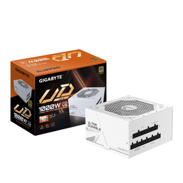 Gigabyte GP-UD1000GM PG5 ICE UD1000GM PG5 ICE 1000W ATX PSU Power Supply 80+ Gold >90% 120mm Fan Black Flat Cables Single +12V >100K Hrs - Image 1