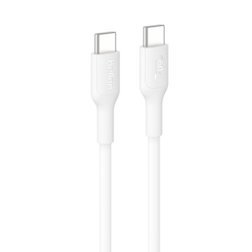 Belkin CAB023FQ0MWH BoostCharge USB-C to USB-C Cable (0.15M) - White, 3A/60W, 480Mbps, 300K+ Bends, Apple, Samsung, USB-IF Certified,2 Years Warranty - Image 1