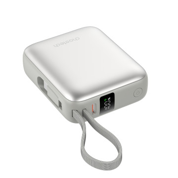 Choetech 6932112110336 B832-SL Mini 35W 10,000mAh Power Bank with LED Display + USB-C Cable Silver - Image 1