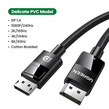 UGREEN 6957303883905 80390 DP V1.4 Male to Male Plastic Case Braided Cable 1m - Image 1