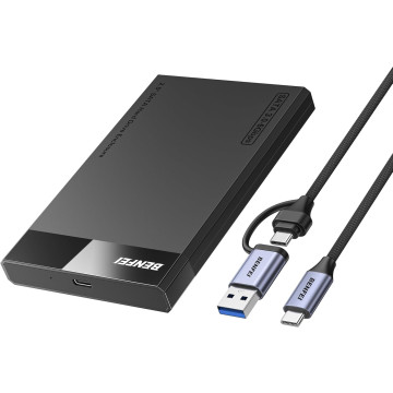 BENFEI 6971785944022 000385BK 2.5 Inch SATA to USB-A + USB-C Tool Free External Hard Drive Enclosure (6Gbps, Optimized for SSD, Support UASP SATA III) - Image 1