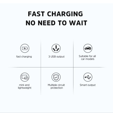 KIVEE 6941256112663 UT61 car charger with Triple USB Black - Image 1
