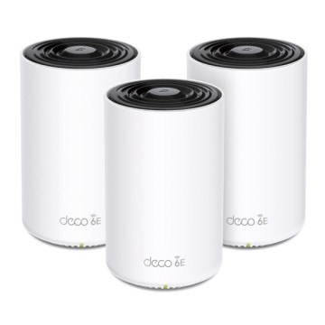 TP-LINK DECO XE75 PRO(3-PACK) AXE5400 Tri-Band Mesh Wi-Fi 6E System, 574 Mbps at 2.4 GHz + 2402 Mbps at 5 GHz + 2402 Mbps at 6 GHz - Image 1