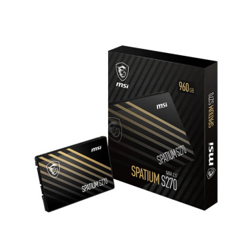 MSI SPATIUM S270 SATA 2.5 960GB SPATIUM S270 SATA 2.5' 960GB, PHISON S11, 3D NAND, SATA III 6Gbps, Sequential Read up to 500MB/s, Sequential Write up to 450MB/s, 250 TBW, 5Y WTY - Image 1
