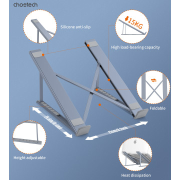 Choetech 6932112104885 H055-GY Aluminum Foldable Laptop Stand - Image 1