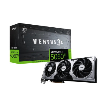 MSI GEFORCE RTX 5060 TI 8G VENTUS 3X OC nVidia GeForce RTX™ 5060 Ti 8G VENTUS 3X OC, PCI Express Gen 5 x 16, Boost: 2602 MHz, CUDA 4608 Units, 8GB GDDR7, HDMI™ x 1 - Image 1