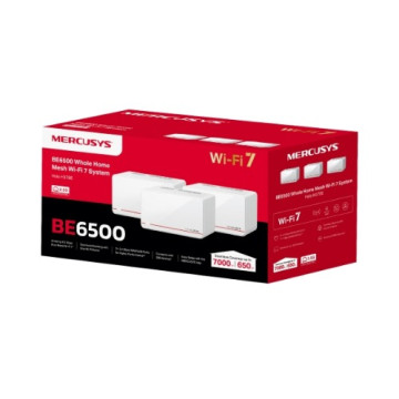 TP-LINK HALO H37BE(3-PACK) Mercusys BE6500 Whole Home Mesh Wi-Fi 7 System, 688 Mbps at 2.4 GHz, 5760 Mbps at 5 GHz, MLO, 4096-QAM, OFDMA, EHT160 on 5GHz - Image 1