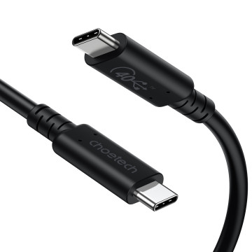 Choetech 6971824979251 XCC-1028 USB4 Gen3 40Gbps 100W 8K USB-C Cable 0.8m Braided Black - Image 1