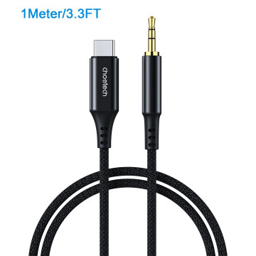 Choetech 6932112103093 AUX006 USB-C to 3.5mm Audio Braided Cable Black 1M - Image 1