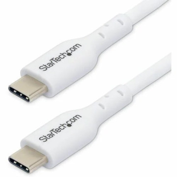 StarTech USB2CC1MNCWHE 1m (3.3ft) White USB-C Charging Cable, USB 2.0 Type-C Laptop Charger Cord, 60W Power Delivery, TPE Jacket, Data Transfer Cable - USB-C Charging Cable supports 60W/3A Power Delivery and 480Mbps; Fast Charge from a USB-C wal - Image 1