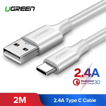 UGREEN 6957303861231 60123 USB 2.0 Type A to Type-C Male Nickel Plated 2M (White) - Image 1