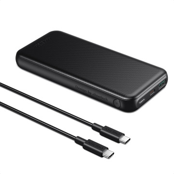 Choetech 6932112101174 B627 10000mAh PD 20W + QC Power Bank | 0.5M USB-C to USB-C Cable | Black - Image 1