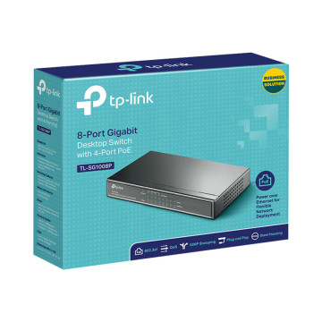 TP-LINK TL-SG1008P 8-PORT UNMANAGED GIGABIT DESKTOP SWITCH, POE(4), 64 W, METAL CASE, 5YR - Image 1