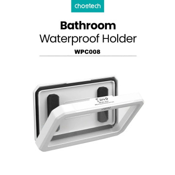 Choetech 6932112103765 WPC008 IPX7 Waterproof Phone Holder for Shower Bathroom 6.7" White - Image 1