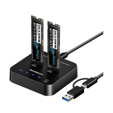 Simplecom SD550V3 USB 3.2 Gen2 to Dual Bay NVMe M.2 SSD Docking Station Duplicator Offline Clone - Image 1