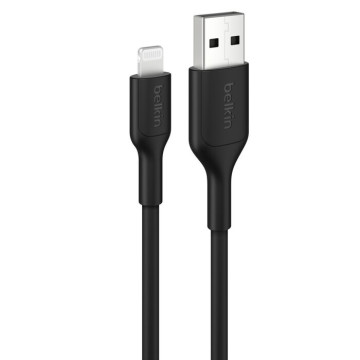 Belkin CAA019FQ1MBK BoostCharge Lightning to USB-A Cable (1M) - Black , 2.4A/15W, 480Mbps, 300K+ Bends, Apple iPhone, MFI-Certified, 2 Years Warranty - Image 1