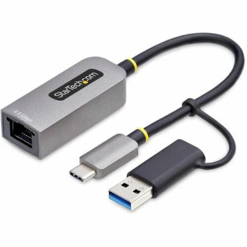StarTech U2GA-USB-C-ETHERNET 2.5GbE USB-C to Ethernet Adapter with USB-A Converter, NBASE-T NIC, USB 3.0 Type-C 2.5/1G Multi Speed Network, USB 3.1 RJ45 - 2.5GbE NBASE-T USB-C to Ethernet Adapter w/USB-A Converter; Securely connects to networks  - Image 1