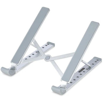 StarTech LAPTOP-RISER-BAR Foldable Laptop Riser Stand, Portable Height Adjustable Ergonomic Laptop Stand, Tilt/Raised/Angled Laptop/Tablet Stand - Angled laptop holder enhances viewing and comfort; Adjustable width (2-7.17in) for notebook comput - Image 1