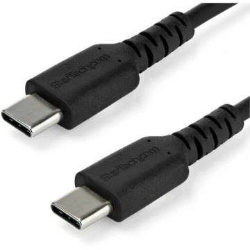 StarTech RUSB2CC2MB 2m USB C Charging Cable - Durable Fast Charge & Sync USB 2.0 Type C to C Charger Cord - TPE Jacket Aramid Fiber M/M 60W Black - Cable for Mobile Device, MacBook, iPad Pro - First End: 1 x 24-pin USB 2.0 Type C - Male - Second - Image 1