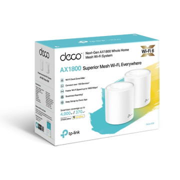TP-LINK DECO X20(2-PACK) AX1800 Whole Home Mesh Wi-Fi 6 System, Up To 370 sqm Coverage, WIFI6, 1201Mbps @ 5Ghz, 574Mbps @ 2.4 GHz OFDMA, MU-MIMO (WIFI - Image 1
