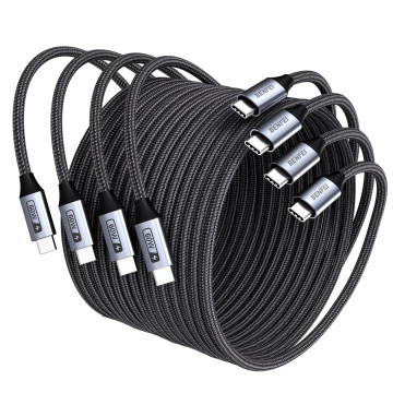 BENFEI 6971785943599 000382GY-4P USB C Fast Charging 60W Cable, 4-Pack(3.3ft/1M x 2 + /6.6ft/2M x 2) Nylon Braided Cable for I-phone 15/16/17 and Samsung / Google phone. - Image 1