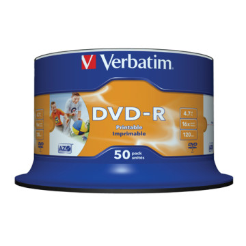 Verbatim 023942435334 DVD-R / 16X / 50 CAKE / WHITE / 43533 - Image 1