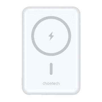 Choetech 6932112105196 B662-WT USB-A + USB-C + Wireless Magnetic Power bank 5000mAh (White ) - Image 1