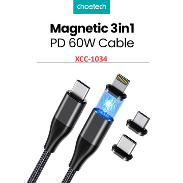 Choetech 6932112102652 XCC-1034 60W C to C 1M with 3 Replaceable connecter - Image 1