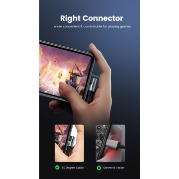 UGREEN 6957303867639 60763 USB-C to Lightning 90 Degree Cable 1M - Image 1