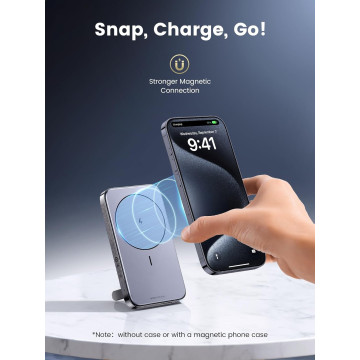 UGREEN 6941876210862 15086 10000mAh Magnetic Wireless Power Bank (Sapce Gray) - Image 1