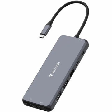 Verbatim 32154 USB Type C Docking Station for Monitor - Charging Capability - Memory Card Reader - SD - 3 Displays Supported - Full HD, 4K - 1920 x 1080, 3840 x 2160 - 7 x USB Ports - 2 x USB 2.0 - 5 x USB Type-A Ports - USB Type-A - 2 x USB Typ - Image 1