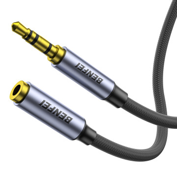 BENFEI 6971785944633 000421GY-5M 3.5mm Male to Female AUX Extension Cable, TRRS 4-Pole Stereo Audio Jack Cord for Headphones, Microphone, Smartphones, PC, Laptop, Speakers - Image 1