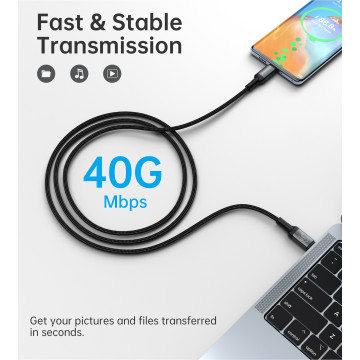 Choetech 6932112109637 XCC-1042 USB4.0 (40Gbps) 240W with Video & Audio support 8K @ 60hz Thunderbolt 3 USB-C to C Braided Cable 2M - Image 1