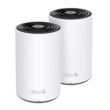 TP-LINK DECO XE75(2-PACK) (CH) Deco XE75 AXE5400 Tri-Band Mesh Wi-Fi 6E System (2-pack) 574 Mbps at 2.4 GHz + 2402 Mbps at 5 GHz + 2402 Mbps at 6 GHz - Image 1