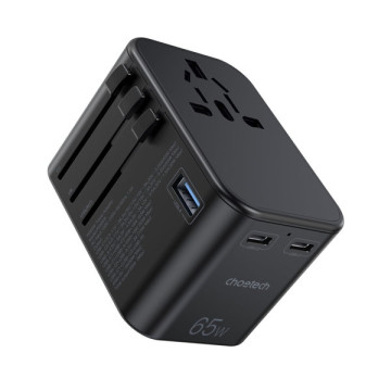 Choetech 6932112102027 PD5009 GaN 65W 2 x USB-C+ 1 x USB-A Fast Universal Travel Wall Charger - Image 1