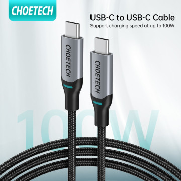 Choetech 6971824973099 XCC-1002 USB-C M to M PD100W 5A 20V fast charging braided cable 1.8m with gray aluminum case - Image 1