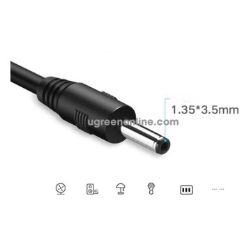 UGREEN 6957303813766 10376 USB2.0-A to DC 3.5mm M/F Charging Cable 1m (Black) - Image 1