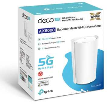 TP-LINK DECO X80-5G(1-PACK) (E)(CH) 5G AX6000 Whole Home Wi-Fi 6 Gateway, 4804Mbps at 5 GHz + 1148Mbps at 2.4 GHz, 5G 5Gbps/900Mbps, 4G+ Cat20 2Gbps/2 - Image 1