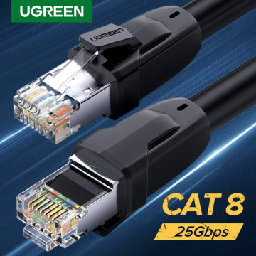 UGREEN 6957303873272 70327 Cat8 Cable - Pure Copper Patch Cord 1M (Black) - Image 1
