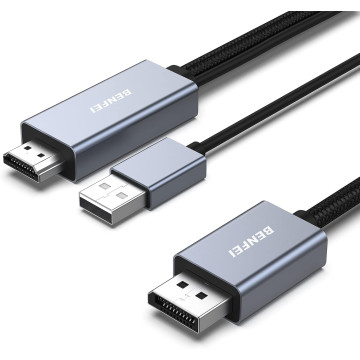 BENFEI B0BYK4H9QC 000344GY-6F HDMI to DisplayPort Unidirectional 4K Active Cable with USB Powered 1.8M - Image 1