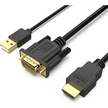 BENFEI B08MF2L1ZF 000324BK VGA to HDMI Cable with Audio, 1080P Uni-Directional 1.8M Cable - Image 1