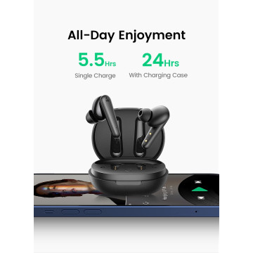 UGREEN 6957303886517 80651 HiTune T1 True Wireless Earbuds Black (with 4 Mic ENC Noise Cancellation, HiFi Stereo in-Ear with Deep Bass Mode) - Image 1