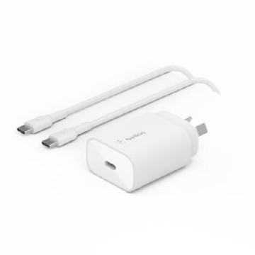 Belkin WCA012AU1MWH-B6 BoostCharge 25W USB-C Cubic Wall Charger + USB-C to USB-C Cable (1M) - White , MFI-Certified, $2500 CEW, 2 Years Warranty - Image 1