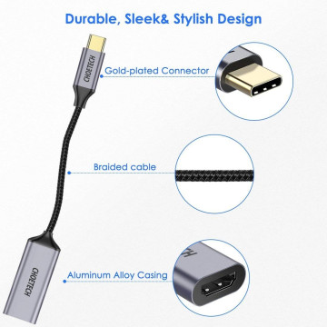 Choetech 6971824972320 HUB-H10 USB C to HDMI Braided Cable Aluminium Alloy Casing Adapter - Image 1