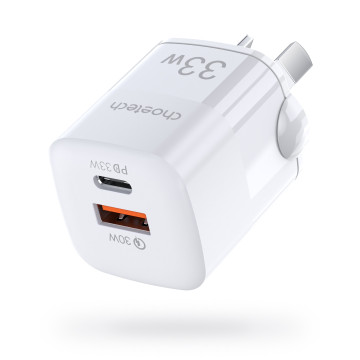 Choetech 6932112101716 PD5006 GaN USB-A + USB-C Dual port PD PPS 33W wall charger - Image 1