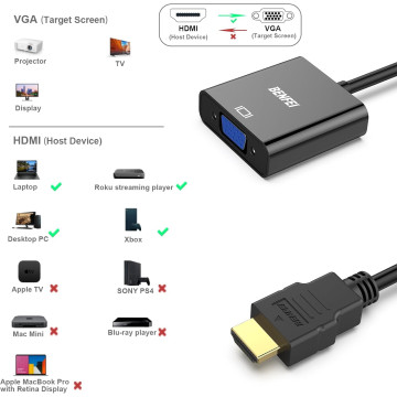 BENFEI B075GZ8DX7 000155BK HDMI Male to VGA Female Adapter Gold-Plated 1080P Black - Image 1